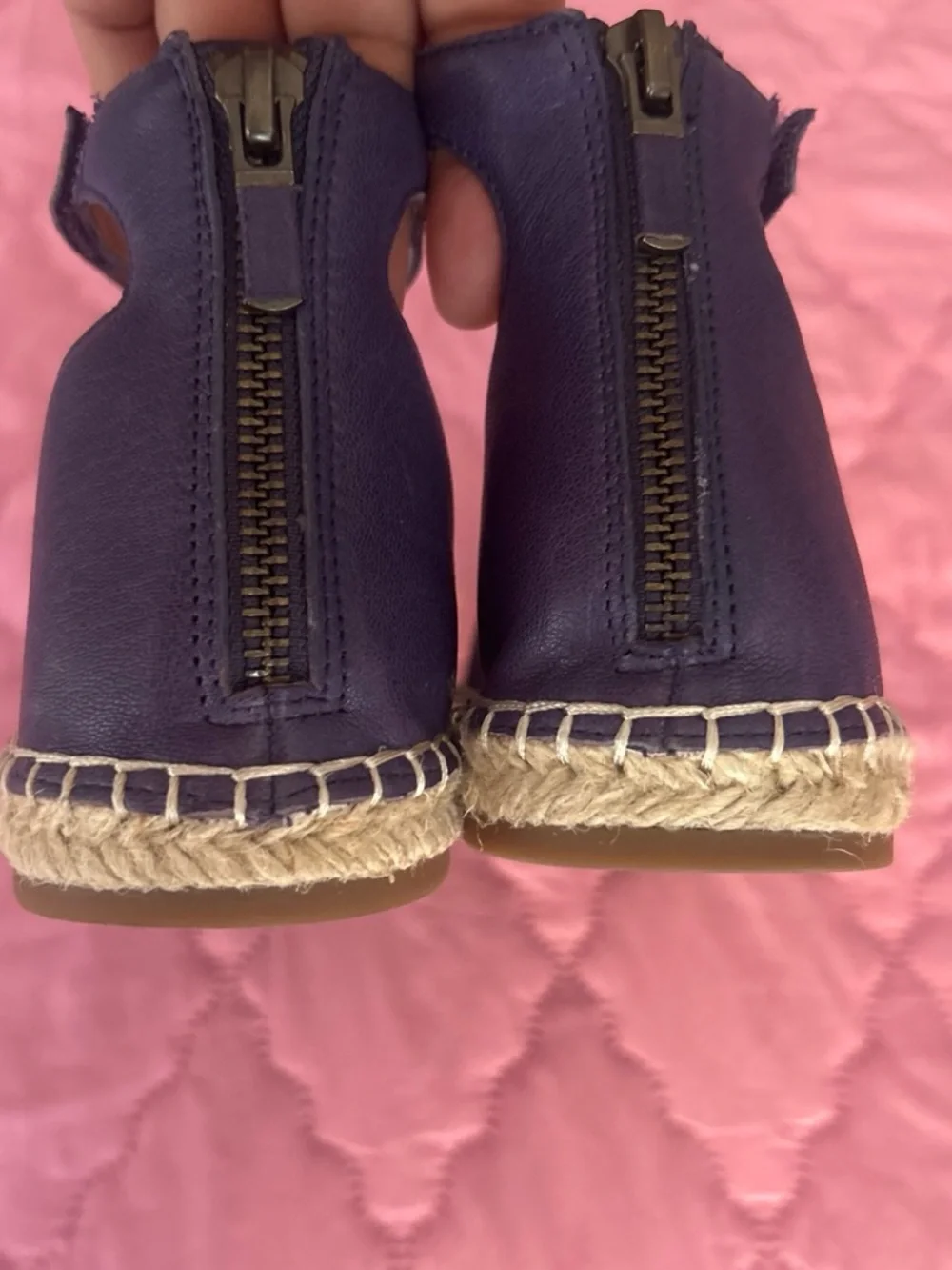 Eileen Fisher Blue Leather Espadrille Ankle-Strap Flats